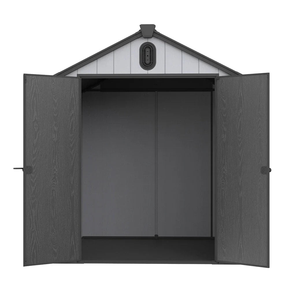 Casetta da giardino in resina per esterni, in plastica, per tutte le stagioni, con pavimento, 6 x 4 piedi/6 x 8 piedi/8 x 6 piedi/8 x 10 piedi, Spire Tool Shed