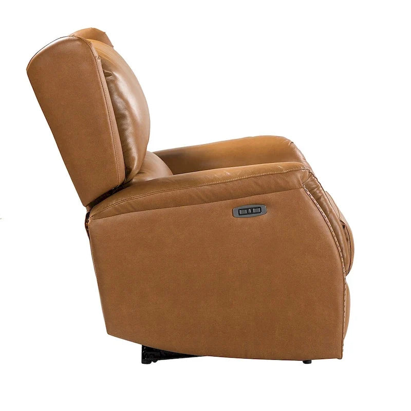 Poltrona reclinabile Eduardo in vera pelle con porta USB, set da 2