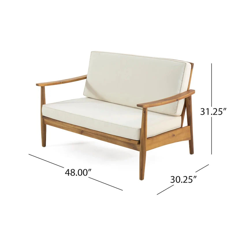 Salotto da esterno a 4 posti in legno di acacia Willowbrook di Christopher Knight Home