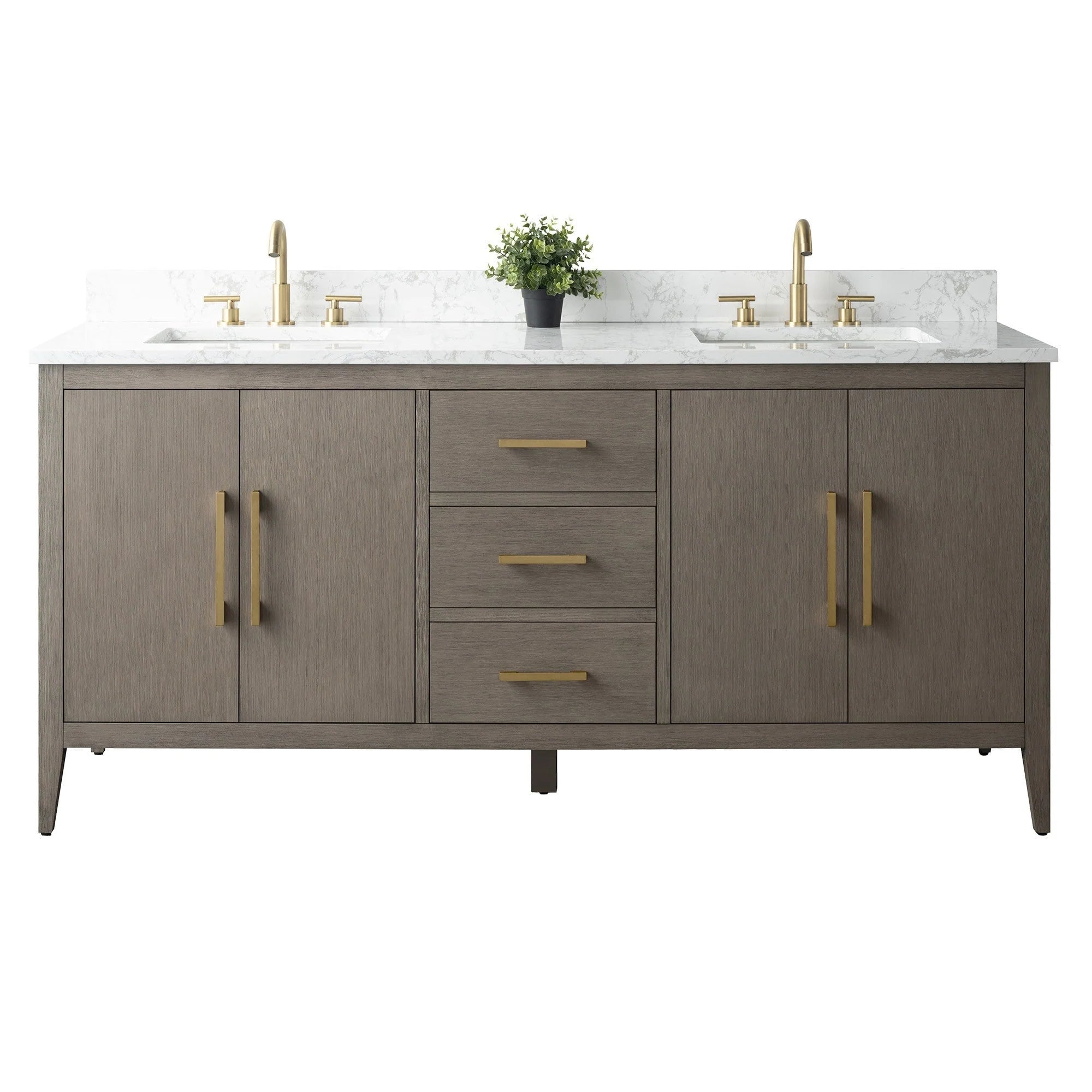 Mobile lavabo doppio Vanity Art 72 per bagno con piano in marmo composito