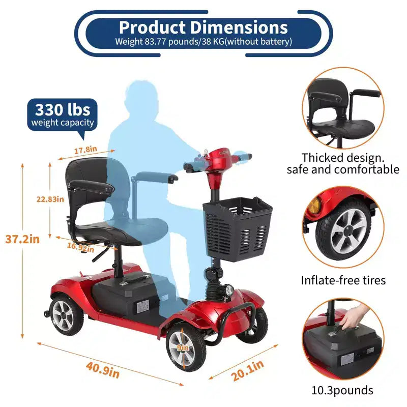 Monopattino Elettrico Pieghevole a 4 Ruote per Adulti, Capacità 150 kg, per Uso Esterno