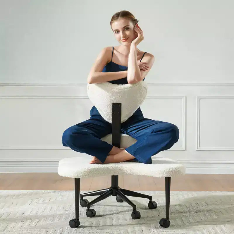 Pinmoco Sedia da ufficio ergonomica Criss Cross, sedia da meditazione regolabile in altezza, girevole a 360°, supporto lombare, sedia da lavoro e da ufficio, sedia ADHD