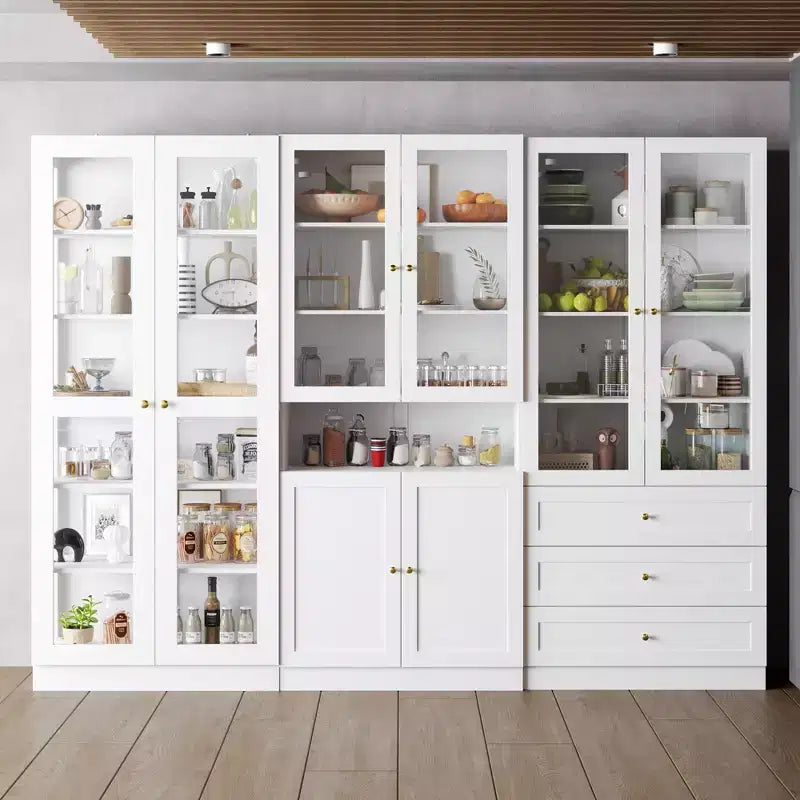 Famapy Combo Vetrinetta con Ante in Vetro, Libreria, Dispensa