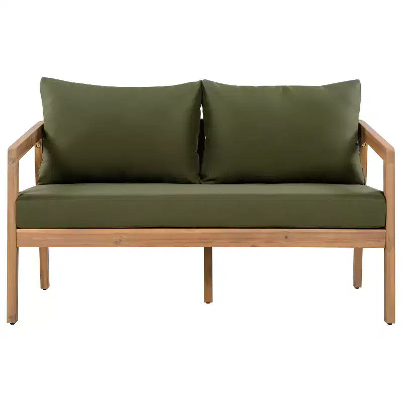 Christopher Knight Home Sunny Set Salotto Moderno a 5 Pezzi in Acacia con Tavolo Rettangolare a Doghe e 7 Posti