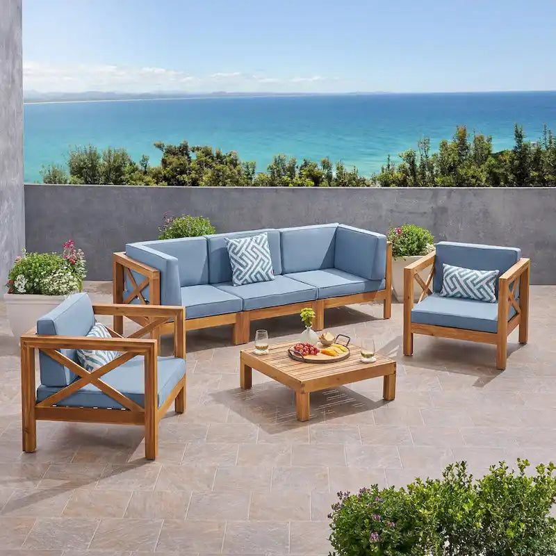Set da conversazione Brava Outdoor a 6 pezzi in legno di acacia di Christopher Knight Home