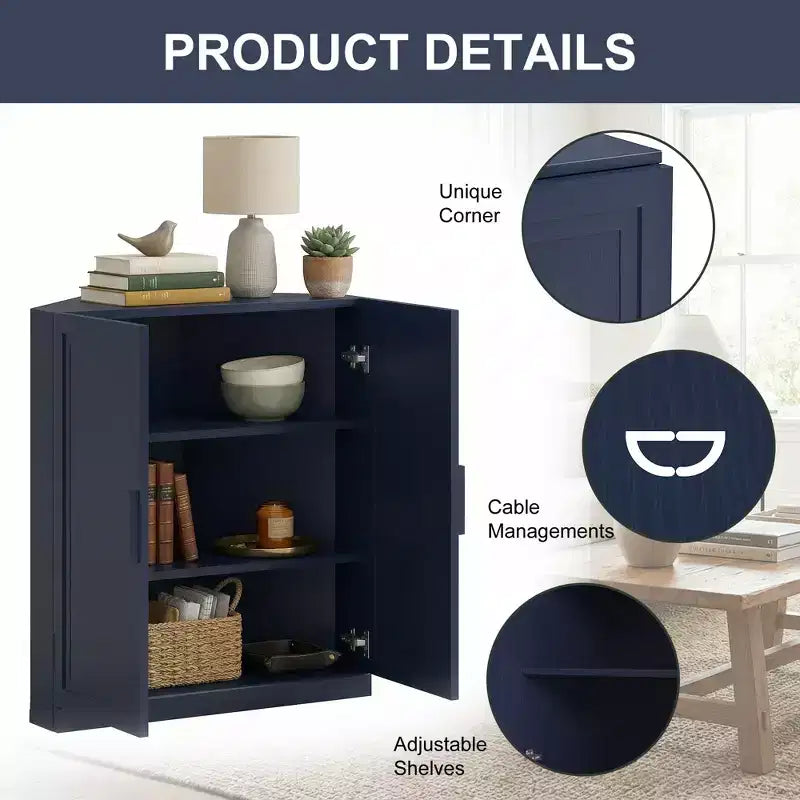 Mobile ad Angolo Dovelina con Ripiani Regolabili Credenza Buffet Vetrinetta Vino Mobile da Cucina e Sala da Pranzo con Ante in Legno - 31H x 31W, 36H x 31W
