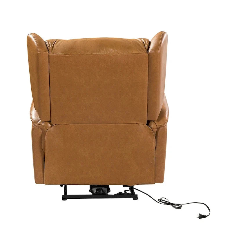 Poltrona reclinabile Eduardo in vera pelle con porta USB, set da 2