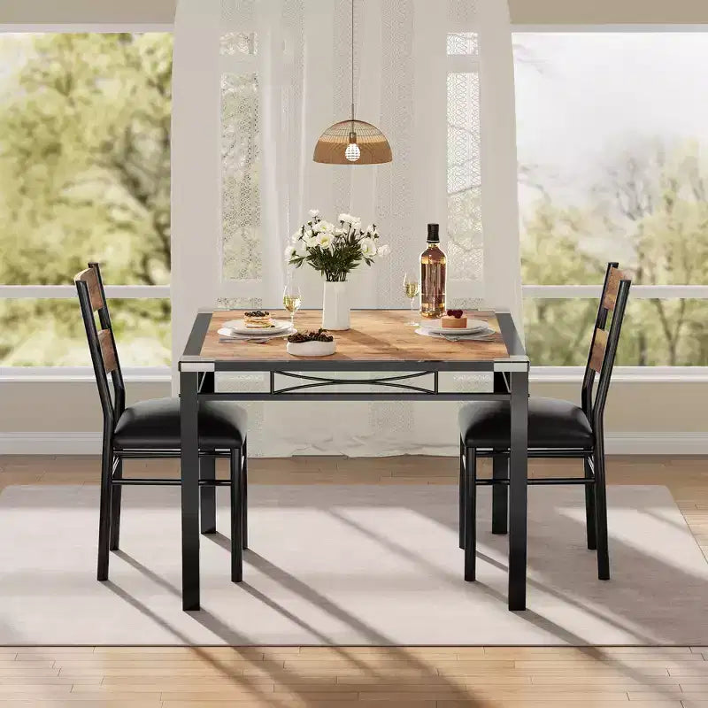 Set tavolo da pranzo per 4, con 4 sedie imbottite, set da 5 pezzi tavolo da cucina e sala da pranzo in legno con protezione angolare per cucina, appartamento, piccoli spazi