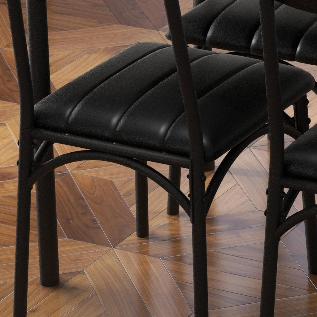 Set da pranzo rettangolare per 4 con sedie imbottite