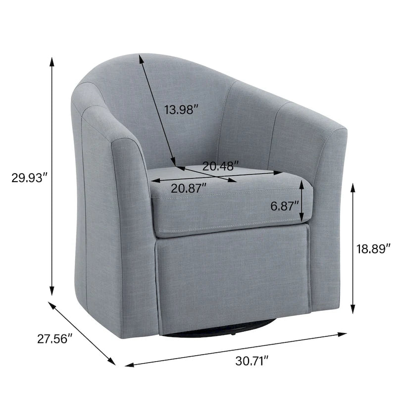 Set di 2 Poltrone Girevoli Moderne Imbottite a Barilotto, Poltrone Accent per Soggiorno