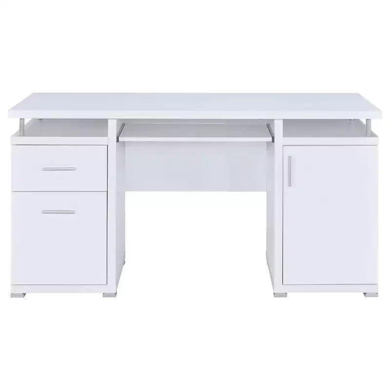 TUYOHW 55 Scrivania da scrittura in legno, scrivania per computer da ufficio con 2 cassetti, 1 armadietto, 1 ripiano aperto, 1 anta, scrivania da lavoro per ufficio domestico, studio, piccoli spazi