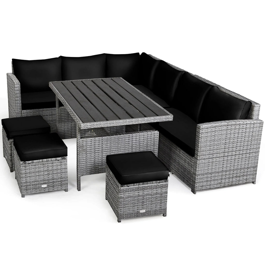 Costway Set da pranzo da 7 pezzi in rattan per esterni Divano componibile ottomano - Vedi dettagli