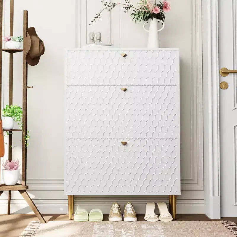 CLIHOME Scarpiera da Ingresso con 24 Paia, Organizzatore per Scarpe con Cassetti a Ribalta, Scaffale Armadio Porta Scarpe