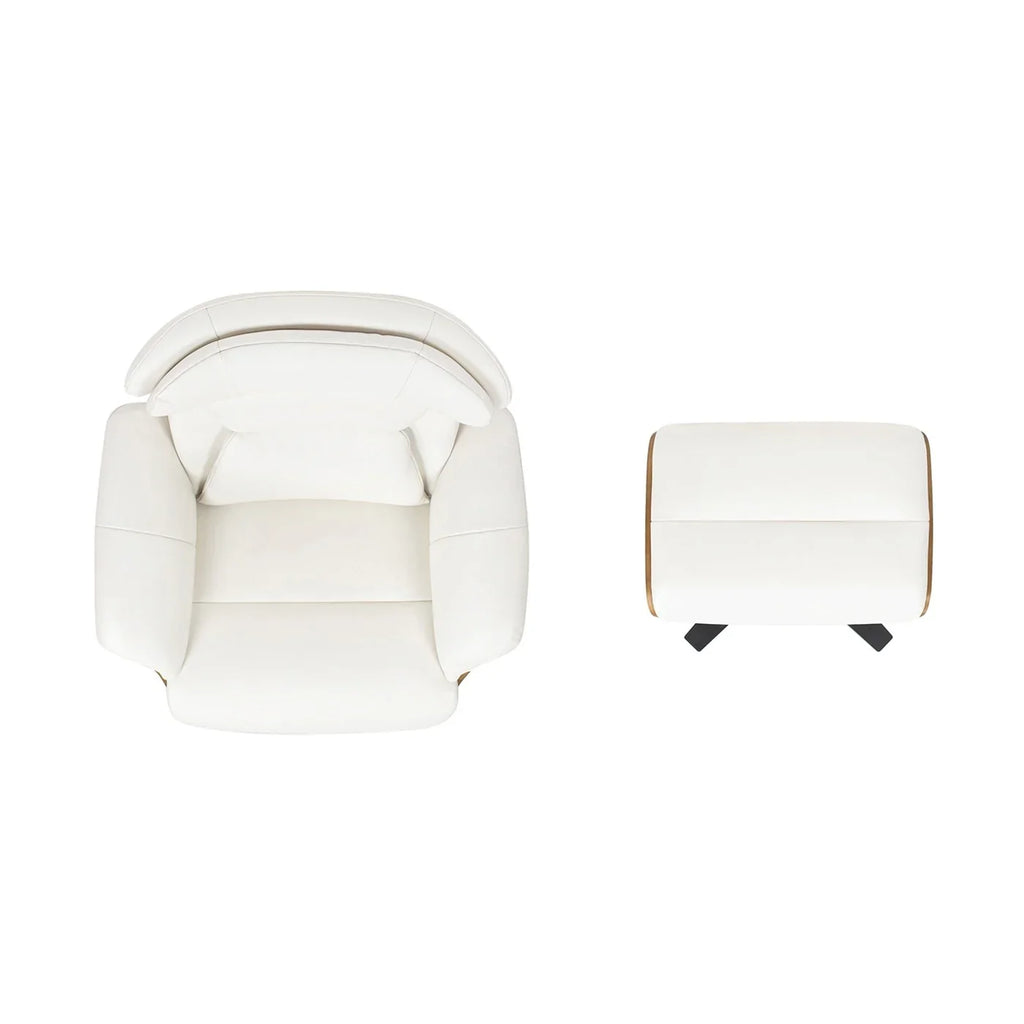 Jovan 31.5 Poltrona reclinabile in vera pelle con pouf