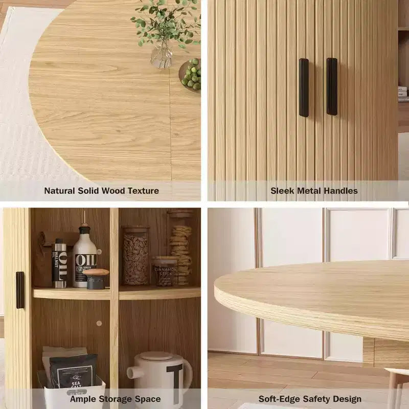 Dyonery 63 Tavolo da cucina e sala da pranzo rotondo allungabile con ripiano portaoggetti a 2 livelli, con base a piedistallo, mobili da pranzo in legno ovale, noce