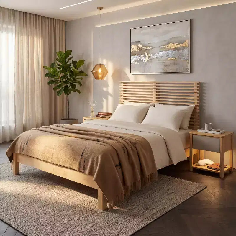 Christopher Knight Home Eunji - Struttura letto moderna in legno di pino con testiera a doghe orizzontali