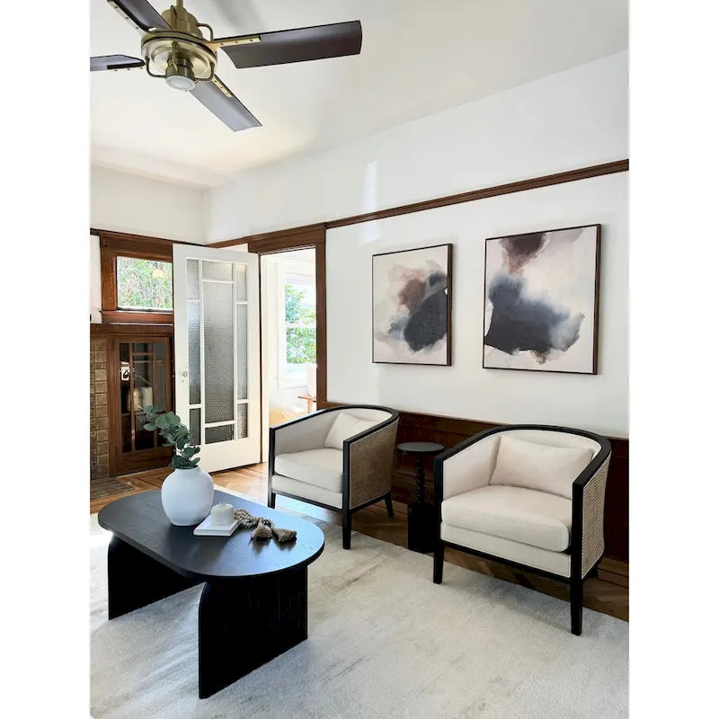 Poltrona d'Appoggio in Lino Tillman con Rattan