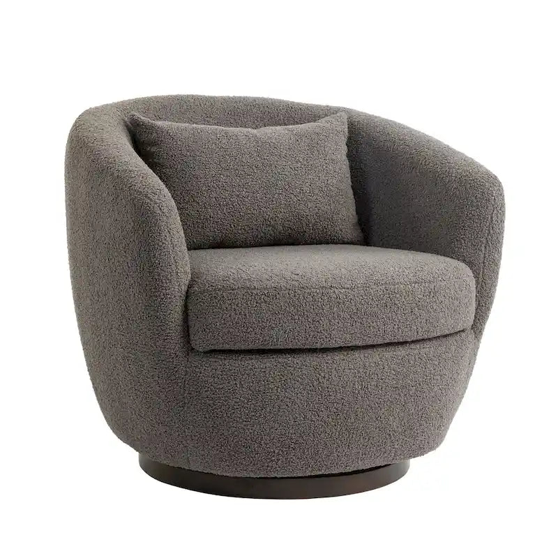 Poltrona Girevole Imbottita a Botte con Contenitore, Sedia Moderna da Salotto per Camera da Letto/Ufficio/Zone Lettura