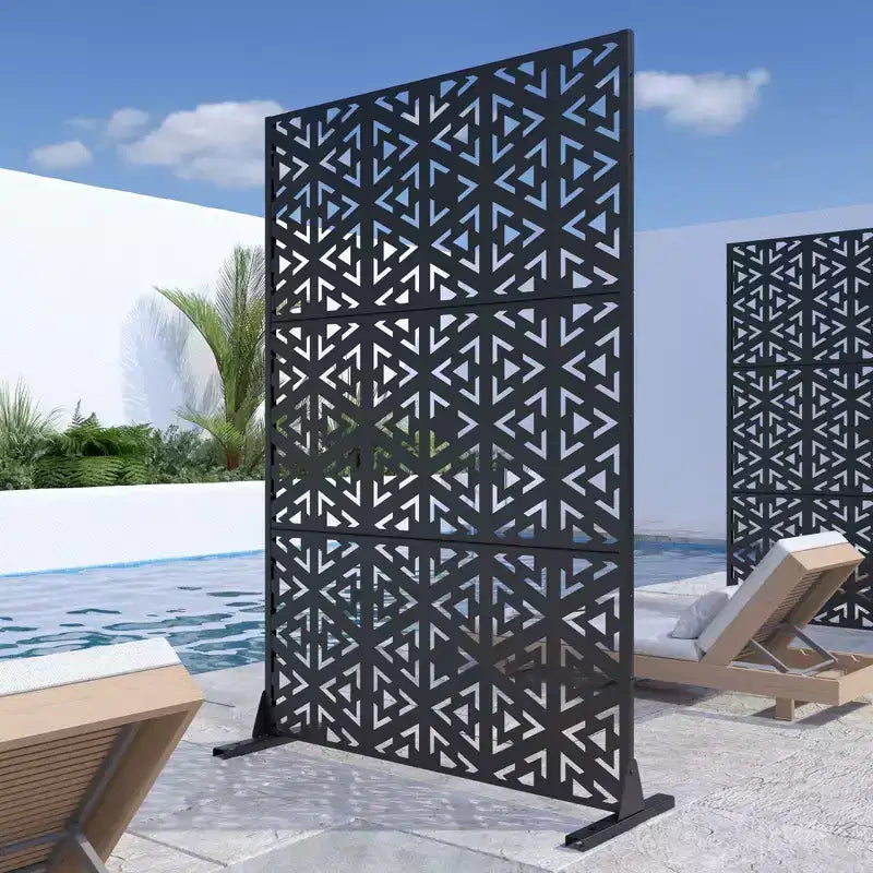 Schermo a forma di triangolo a V in acciaio zincato nero | 183A x 120L x 4P cm