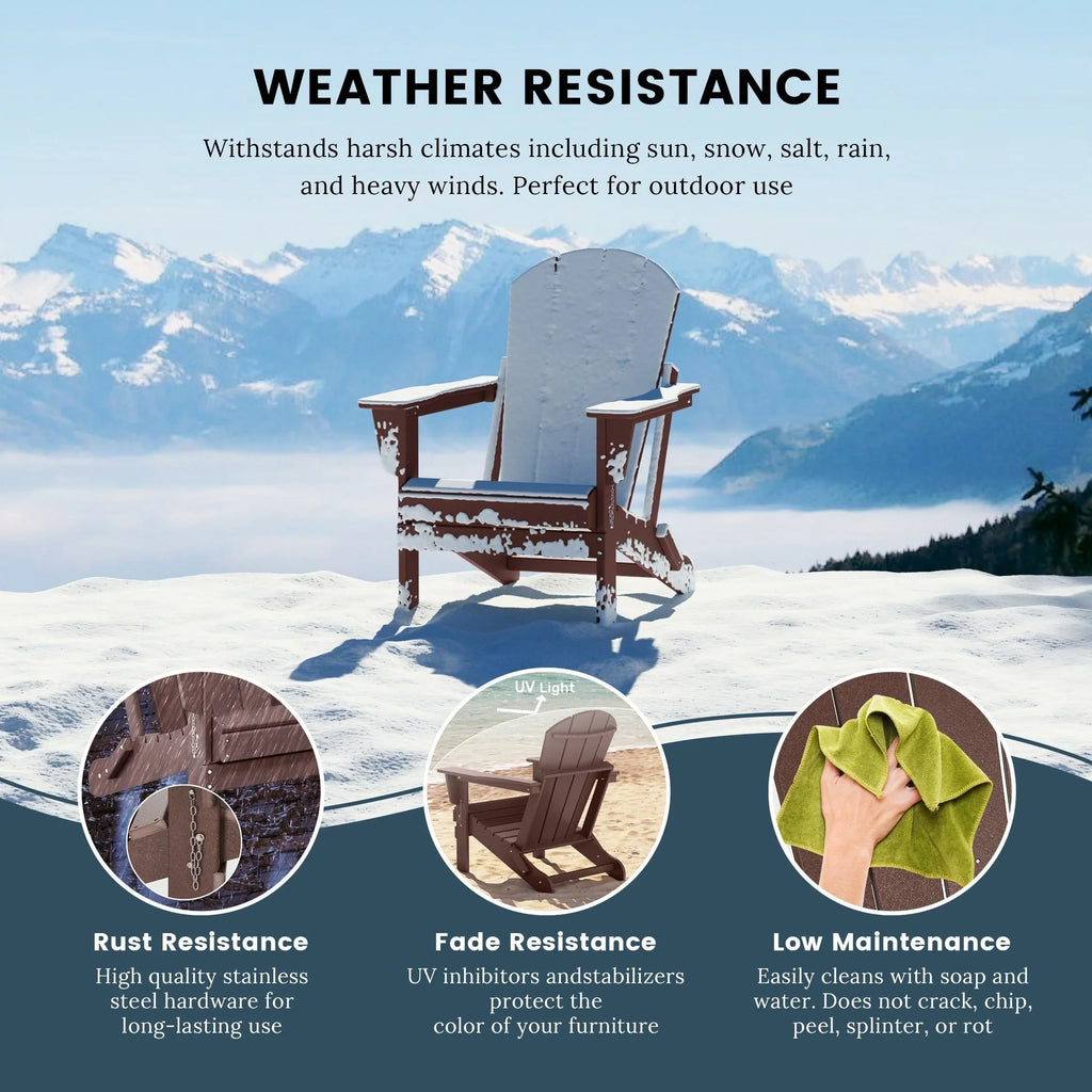 Polytrends Laguna Sedia Adirondack Pieghevole da Esterno per Patio Resistente allo Sbiadimento e alle Intemperie