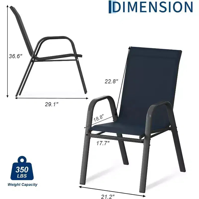 Sedie da patio, Set di 4/6 sedie da pranzo impilabili per esterni in textilene leggero per tutte le stagioni con braccioli per giardino, bordo piscina
