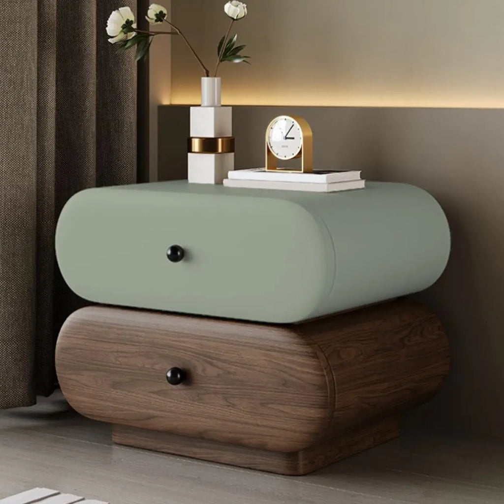 Comodino moderno bicolore con cassetti contenitori