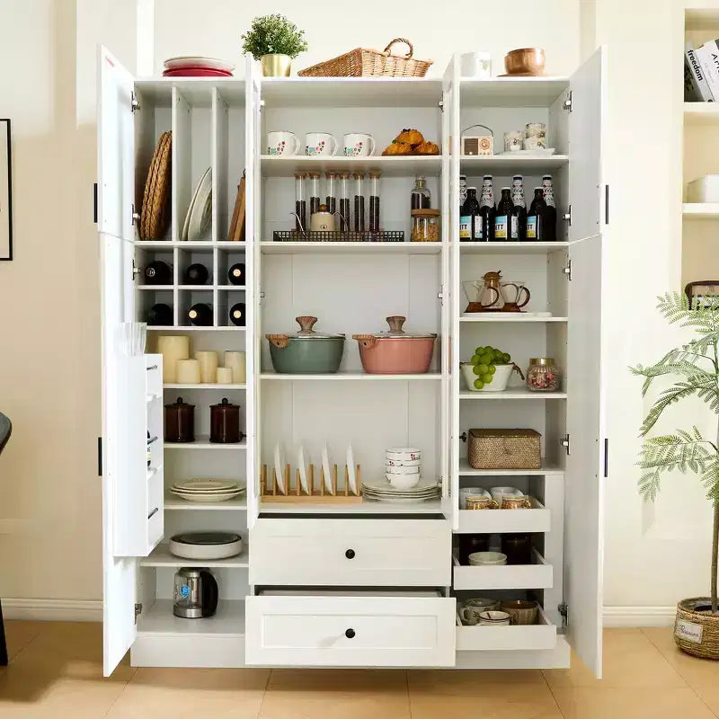 Dispensa da Cucina Autoportante Whisen 71''H, Grande Armadio Contenitore per Sala da Pranzo con 6 Ante, Ripiani Regolabili