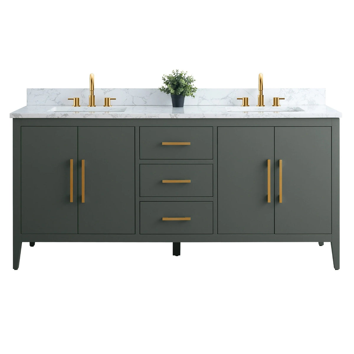 Mobile lavabo doppio Vanity Art 72 per bagno con piano in marmo composito