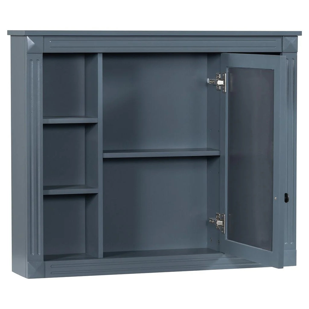 Mobile Bagno Moderno da 90cm con Lavabo Integrato e Specchiera, 2 Ante e 2 Cassetti