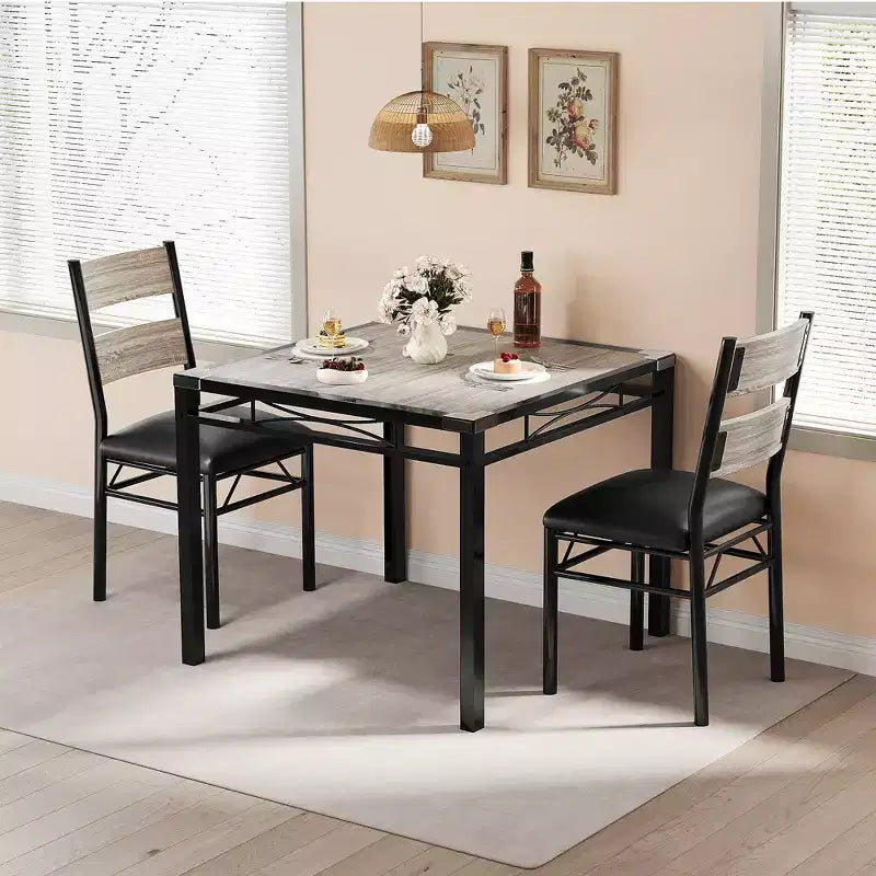 Set tavolo da pranzo per 4, con 4 sedie imbottite, set da 5 pezzi tavolo da cucina e sala da pranzo in legno con protezione angolare per cucina, appartamento, piccoli spazi