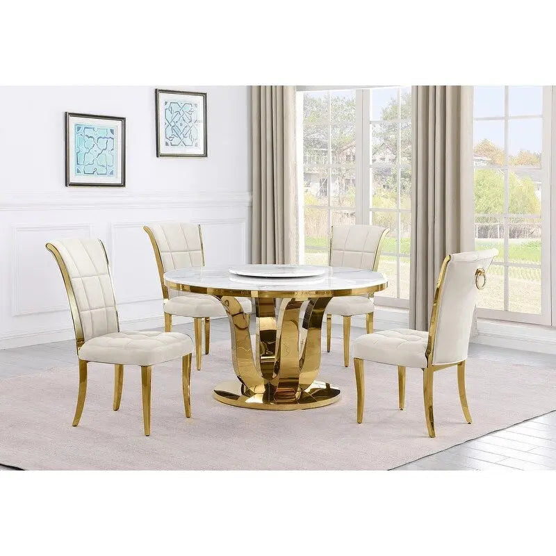 Best Quality Furniture D325-SC324-7 Set da pranzo rotondo da 5 pezzi