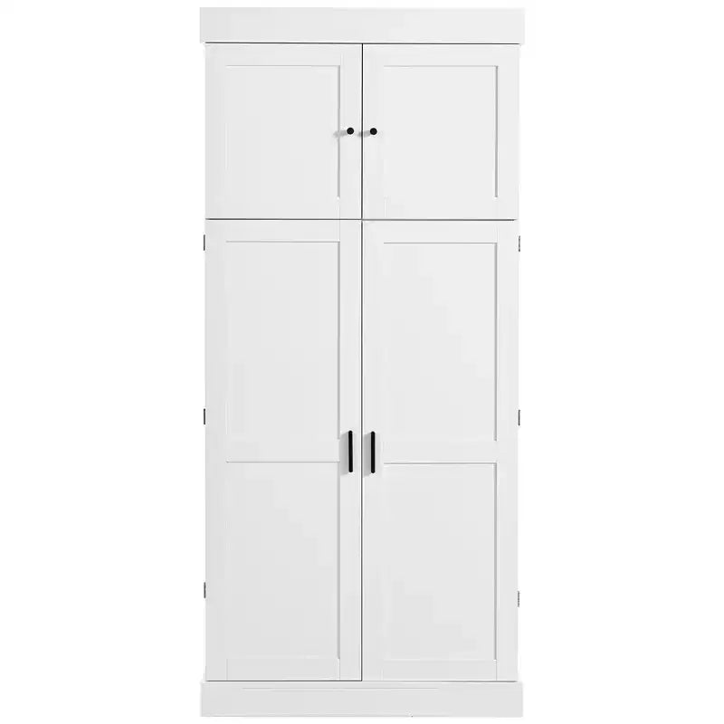 Dispensa da cucina indipendente 77H, armadio contenitore in stile rustico con ripiani regolabili, ripiani sulla porta, cassetti e portabottiglie - ModernLuxe