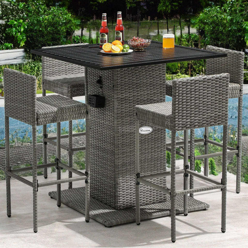 Moasis Set di Mobili da Esterno con Bar in Vimini 5 Pezzi - 5 PZ