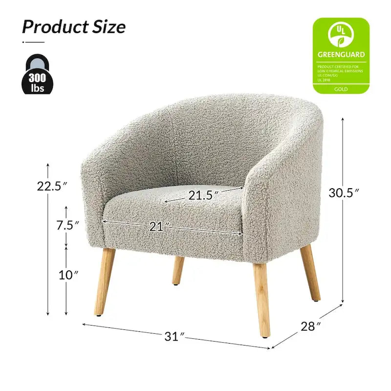 Poltrona Sheila Modern 30 W Boucle con gambe in legno massello, set da 2 di HULALA HOME