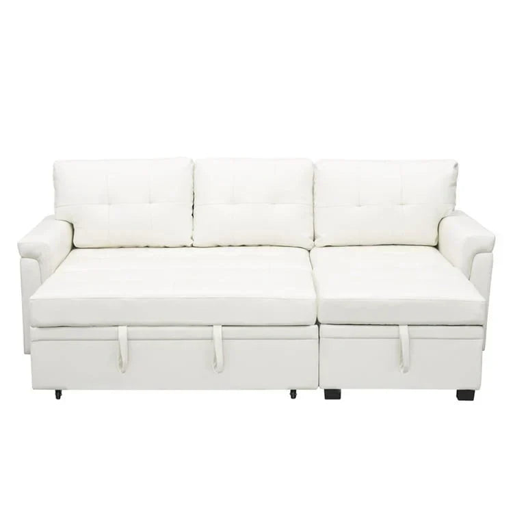 Divano componibile convertibile reversibile con letto estraibile, chaise longue con contenitore nascosto e gambe durevoli