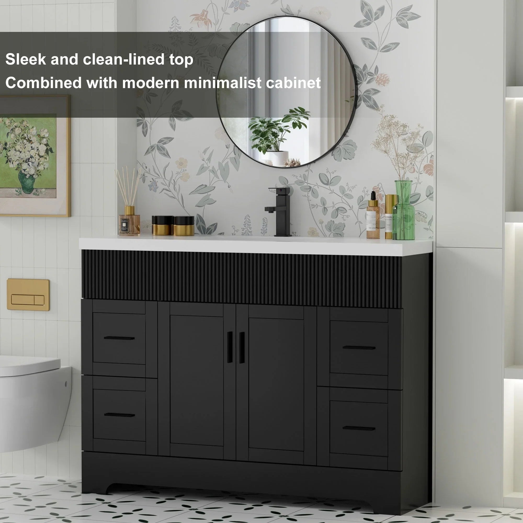 Mobile bagno 30/36/48 Wavy Line con lavabo e rubinetto