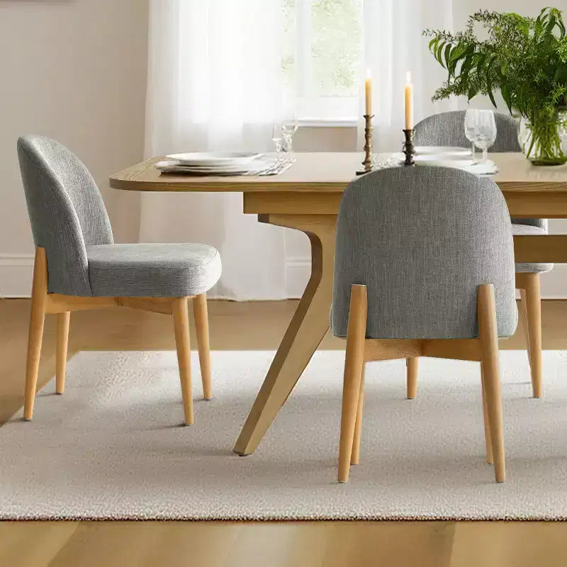 Set da pranzo da 7 pezzi, tavolo allungabile 78-96 con base a cavalletto e sedie imbottite con gambe in legno massello-Panipeachy