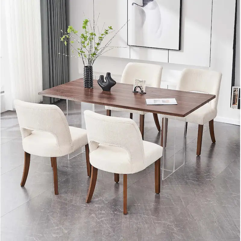 Set di 4 sedie da pranzo imbottite in tessuto