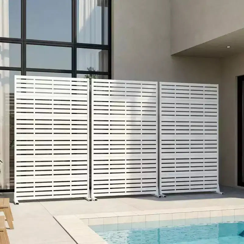 MAYEERTY 72x47 Pannello Paravento per Esterni Bianco Naturale, Set da 6 Pezzi Divisorio Pieghevole Naturale per Cortile e Giardino