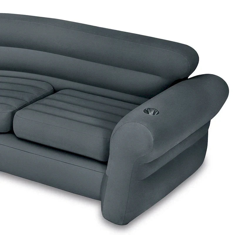 Divano angolare gonfiabile a L Intex con portabicchieri, grigio (confezione da 2) - 26