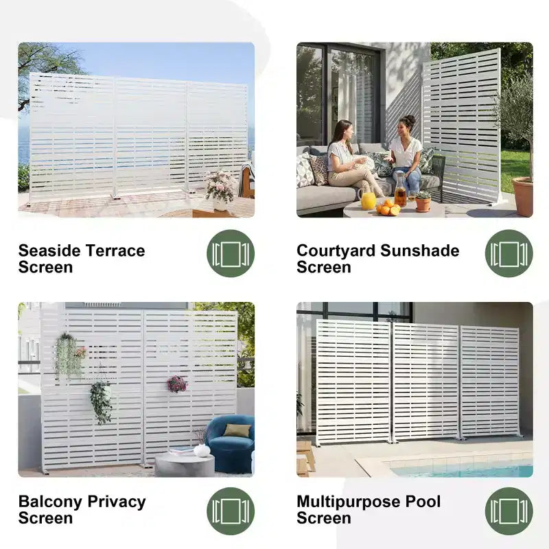 MAYEERTY 72x47 Pannello Paravento per Esterni Bianco Naturale, Set da 6 Pezzi Divisorio Pieghevole Naturale per Cortile e Giardino