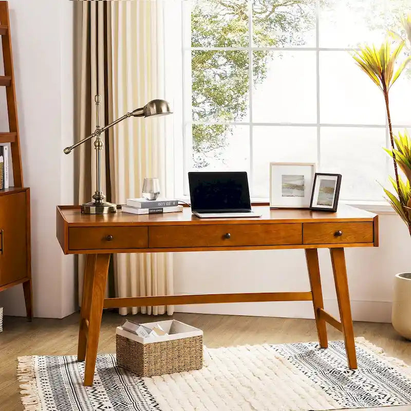 Bureau de direction Mid-century Eugenia avec séparateur de tiroir, gestion des câbles et station de charge par HULALA HOME