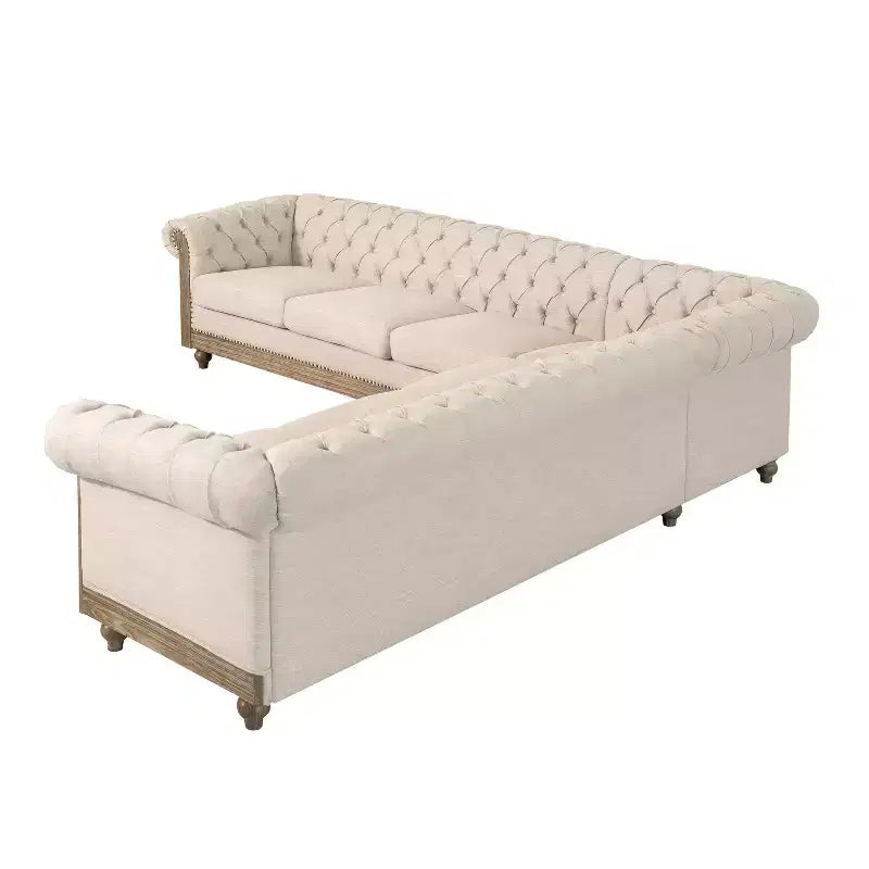 Divano componibile Mirod Large Retro con gambe in legno, comodo design modulare per salotto, soggiorno e spazi familiari