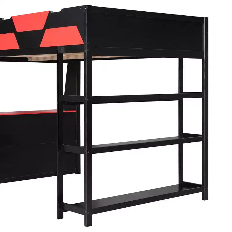 Luxystar Letto a soppalco completo da gaming con scrivania, mensole e luci