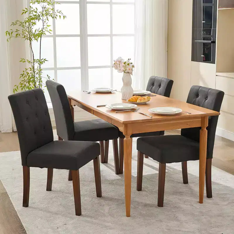Lot de 6 / 4 chaises de salle à manger Parsons capitonnées - Chaises de cuisine en tissu rembourrées avec pieds en bois et sièges rembourrés - Meubles de salon et de cuisine