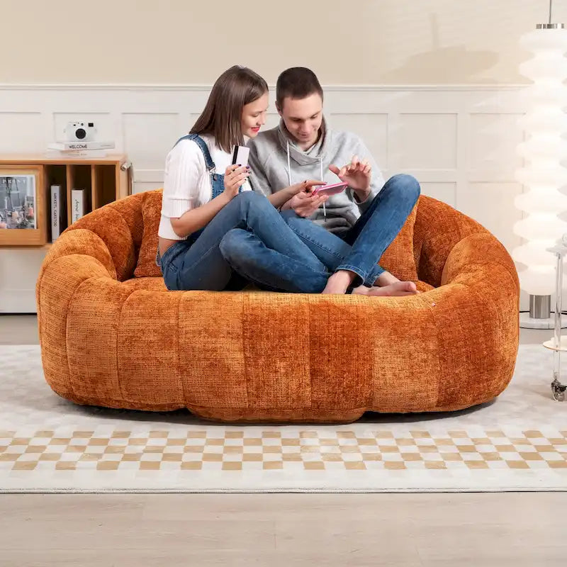 GDFStudio - Divano Pigro a 2 Posti Laurel Chenille con Schiuma ad Alta Densità e Comfort Extra Large