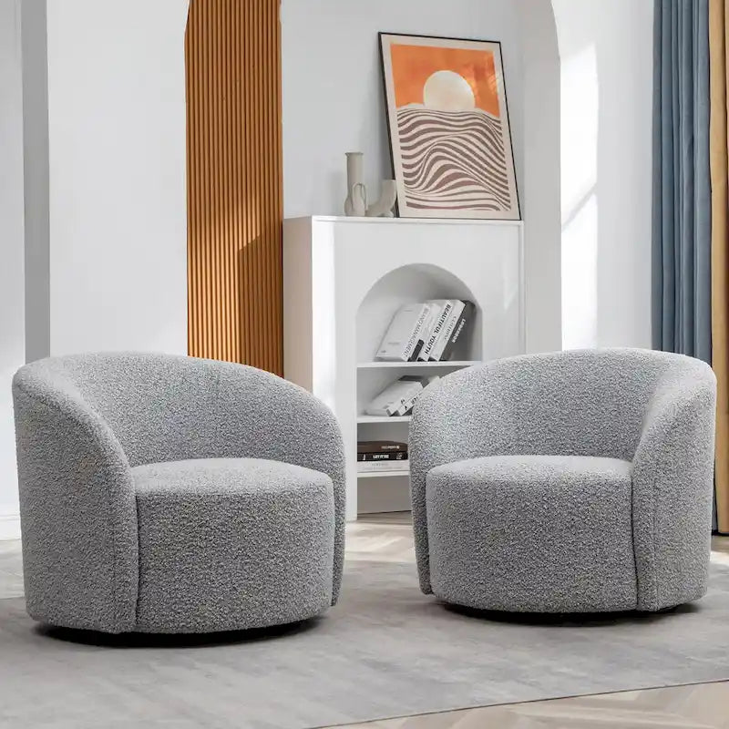 Poltrona girevole a barilotto imbottita KINWELL da 34 pollici (Set di 2)
