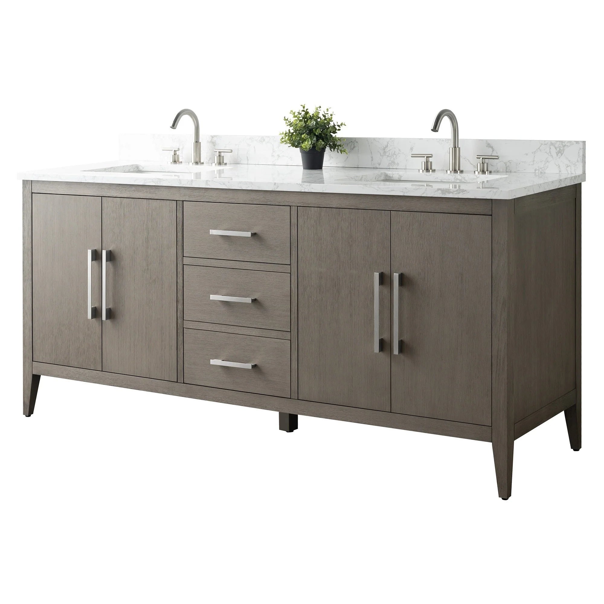 Mobile lavabo doppio Vanity Art 72 per bagno con piano in marmo composito