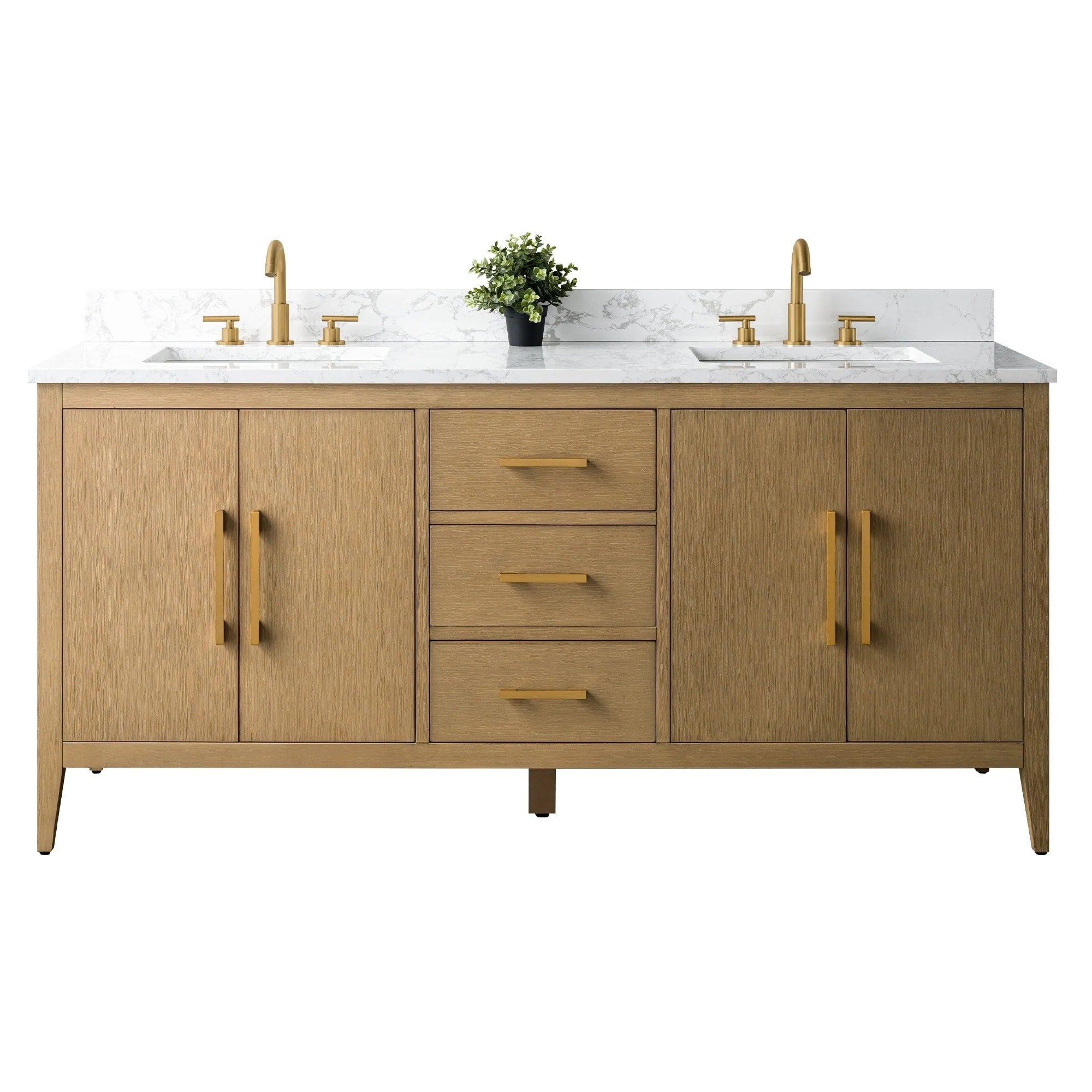 Mobile lavabo doppio Vanity Art 72 per bagno con piano in marmo composito
