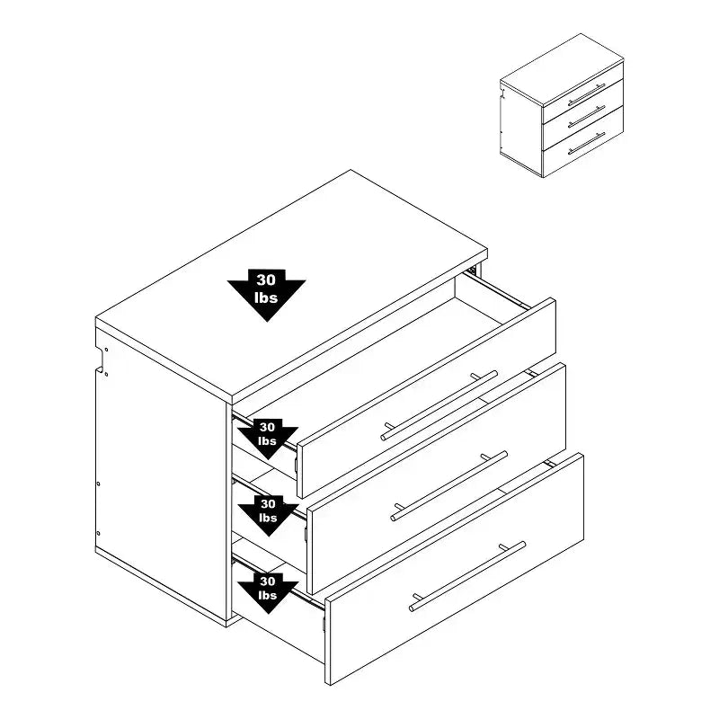 Pensile base con 3 cassetti Hangups - Prepac